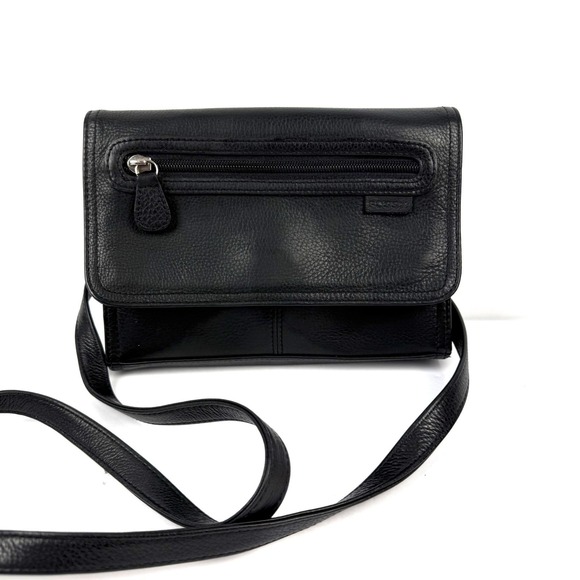 Fossil Handbags - Fossil Crossbody Bag Black Leather Handbag Organizer Travel Classic City Chic